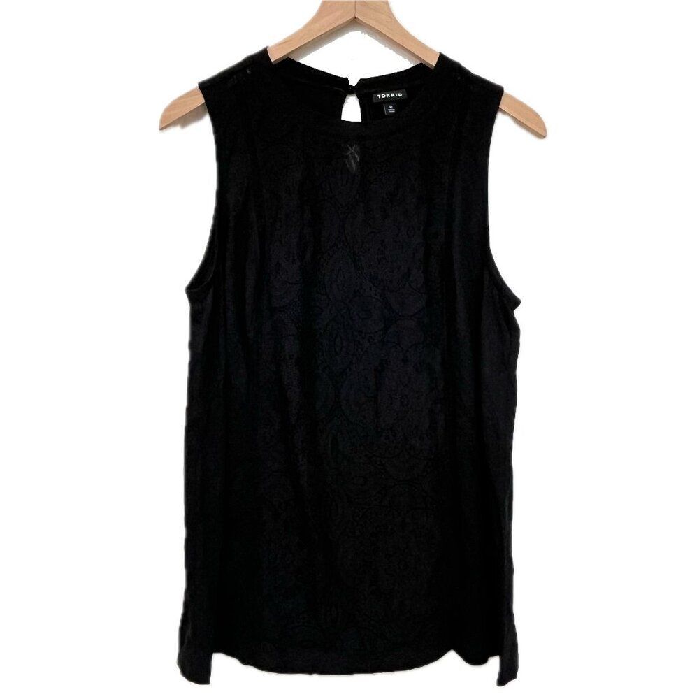 Torrid Black See Through Lace Tank Top - Size L